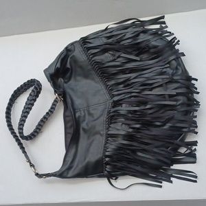 4/$60 New Black Fringed Shoulder Bag